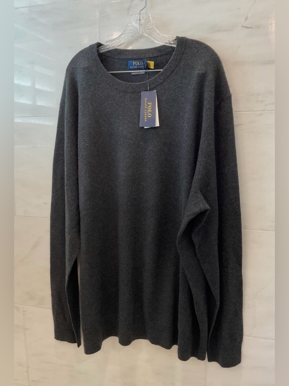POLO Ralph Lauren Charcoal Gray WASHABLE CASHMERE CrewNeck Sweater 4XLT - Q79